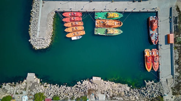 Barca Salvataggio Marittima Battello Soccorso Porto Vista Aerea — Foto Stock