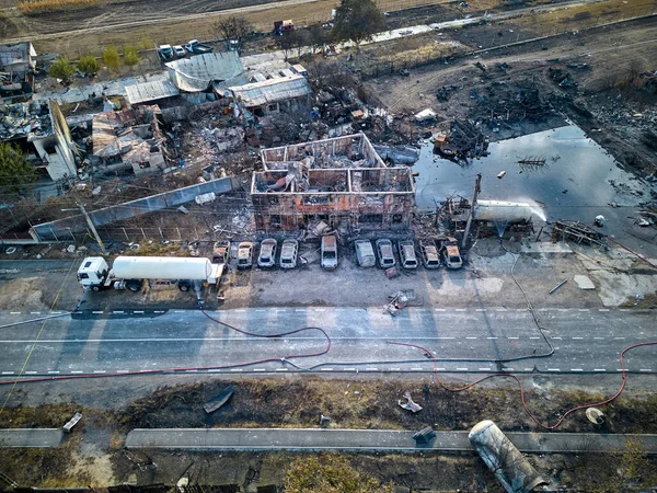 Ruins Left Crevedia Explosion Romania Aerial View — Stock Photo, Image