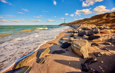 Romanya 'nın Tuzla plajındaki Karadeniz kıyılarındaki inanılmaz yaz manzarası