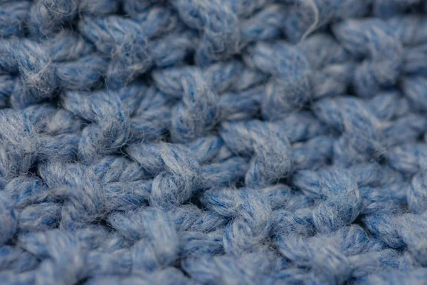 Fundo Azul Tecido Malha Textura Close — Fotografia de Stock