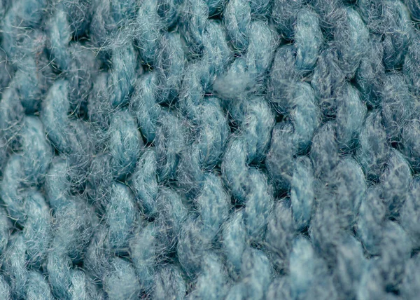 Blauwe Achtergrond Gebreide Stof Textuur Closeup — Stockfoto