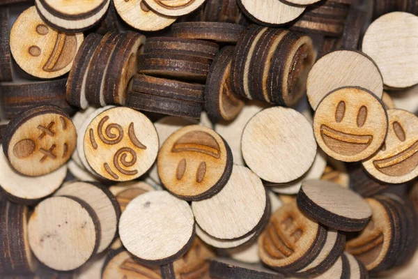 Miniatűr Dekoratív Hangulatjelek Fából — Stock Fotó