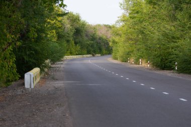 Köşedeki asfalt yolda.