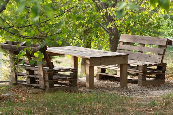 Yourself Wooden Benches Table Made Wood — Stock Photo, Image