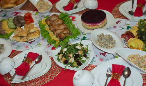 Festive Dinner Table Family — Stock Photo, Image