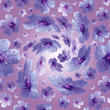 Menekşe gradyan arka planında çiçekler olan pürüzsüz desen