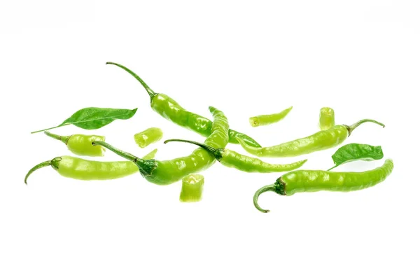 Groene Chili Peper Geïsoleerd Een Witte Achtergrond — Stockfoto