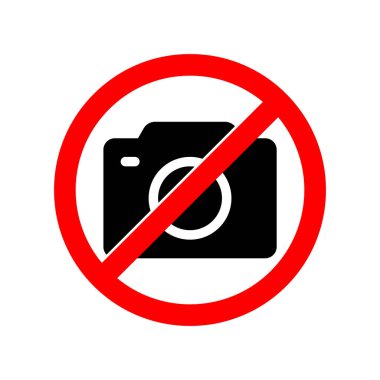 Fotoğraf İşareti Yok, Fotoğraf Çekme, Kırmızı Sinyal, Kısıtlı Alan, Kamera Simgesi Yok, Video Kaydı Yok, Vektör İllüstrasyonu