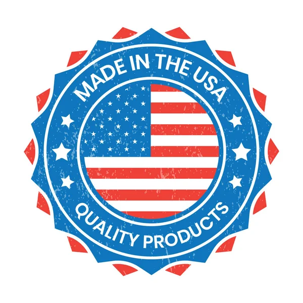 アメリカのロゴ スタンプで作られて アメリカのラベル プレミアム品質のバッジ 米国による元のプロダクト グラウンジの質のベクターのイラストが付いている国旗のベクター — ストックベクタ