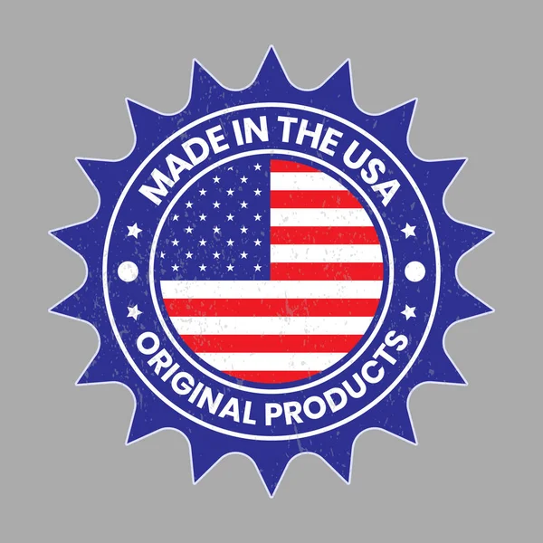 采购产品美国制造的标志 在美国标签 优质徽章 原始产品由美国 国旗矢量 与曲柄纹理矢量说明 — 图库矢量图片
