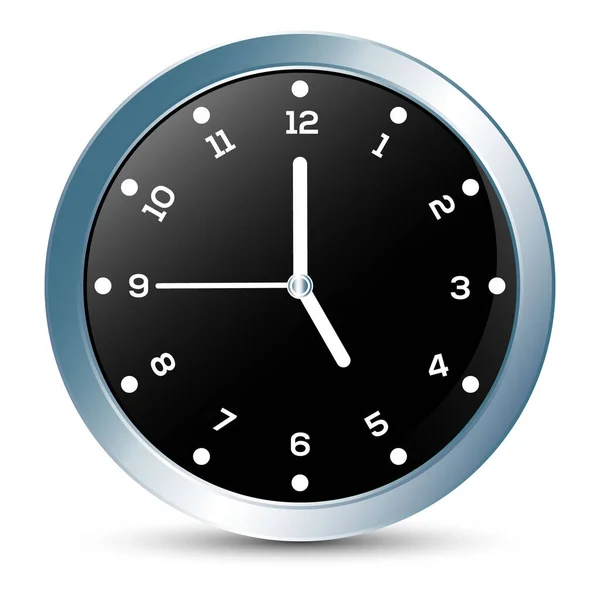3D現実的な時計のベクターの平らな 時計の表面のベクターは Uxの設計 ウェブサイトおよびアプリケーション オフィス時間 期限のイラスト スケジュールのアイコンのための古典的で近代的な光沢のある壁時計を隔離しました — ストックベクタ