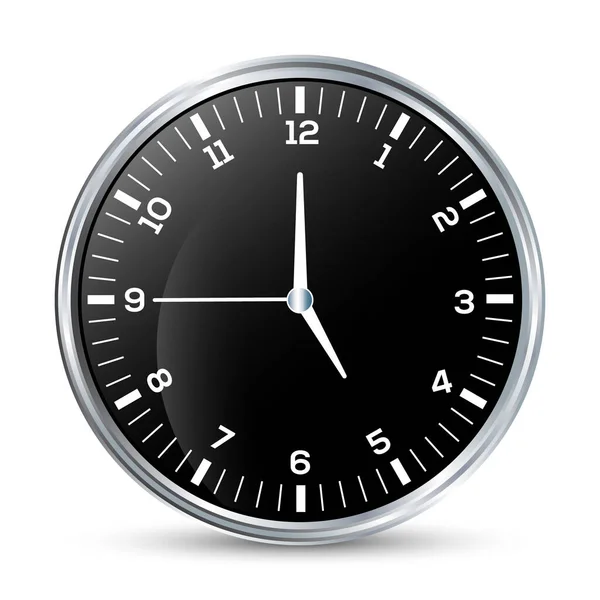 3D現実的な時計のベクターの平らな 時計の表面のベクターは Uxの設計 ウェブサイトおよびアプリケーション オフィス時間 期限のイラスト スケジュールのアイコンのための古典的で近代的な光沢のある壁時計を隔離しました — ストックベクタ