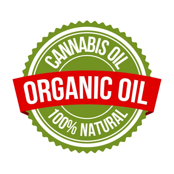 Hemp Oil Badge Label Emblem Logo Cbd Oil Stamp Cannabis — Stock Vector