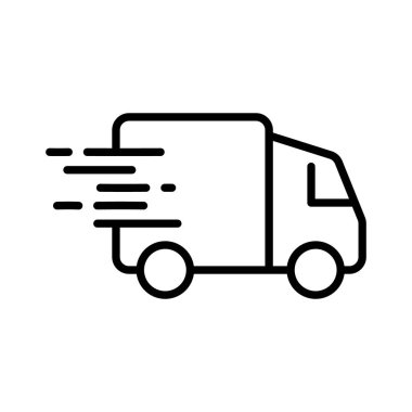 Fast Delivery Truck Icon, Delivery Van Icon, Vehicle Symbol, Parcel to Deliver, Courier Service, Shopping Object, Lorry, Cargo Van tabelası, Transport Design Elements