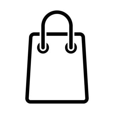 Alışveriş Torbası Simgesi Tasarım Vektörü, Çevrimiçi Alışveriş Tasarım Elemanı, Saplı Doğrusal Satın Alma Biçimi Torbası, Bavul, Piksel Mükemmel Simge Vektörü İllüstrasyonu