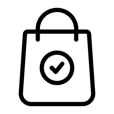 Alışveriş Torbası Simgesi Tasarım Vektörü, Çevrimiçi Alışveriş Tasarım Elemanı, Saplı Doğrusal Satın Alma Biçimi Torbası, Bavul, Piksel Mükemmel Simge Vektörü İllüstrasyonu