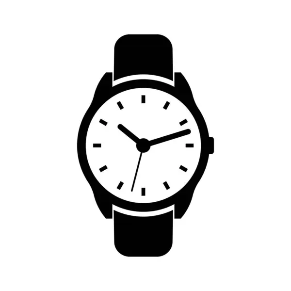 模拟手表矢量图标的平面样式 专业的手写手手表符号 经典的愤怒手表符号 时间设计元素 截止日期平面符号 模拟时钟图解 — 图库矢量图片