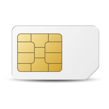 Ön ödemeli SIM Kart Simgesi, Parlak ve Parlak Gerçekçi Cep Telefonu SIM Kartı Vektörü, Üye Kimlik Modülü 3 boyutlu olarak izole edildi, Akıllı Arkaplanda Nano Çip