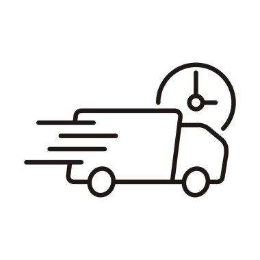 Ulaşım Uygulaması ya da Web Sitesi Kullanıcı Arayüzü Sembolü için Ekspres Aracı ve Hızlı Taşıma Saati Simgesi olan Hızlı Taşıma Simgesi Simgesi