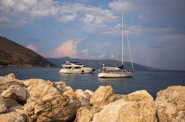 Agia Efimia Port Kefalonia Island Augeight 2022 Picturesque View Out — 스톡 사진