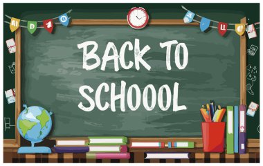 Renkli kalemlerle okul pankartına dön, okula dön.