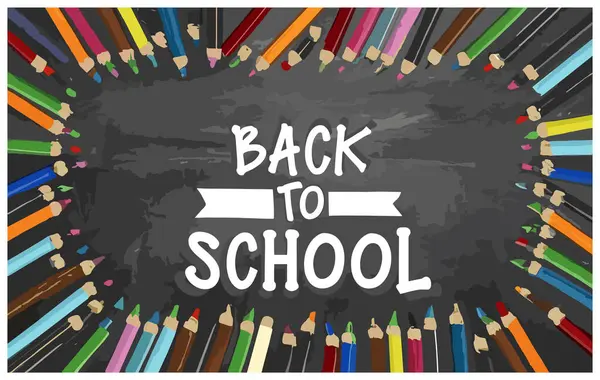 Renkli kalemlerle okul pankartına dön, okula dön.