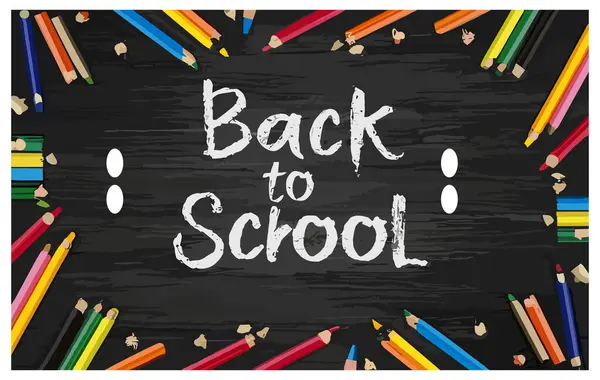 Renkli kalemlerle okul pankartına dön, okula dön.