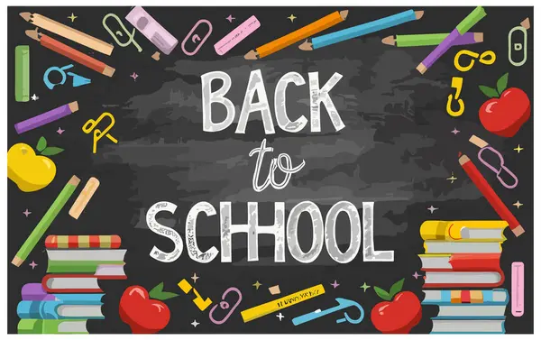 Renkli kalemlerle okul pankartına dön, okula dön.