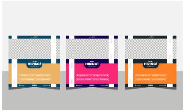 Dört vektör kareli afiş şablonundan oluşan sosyal medya afişi alıyoruz