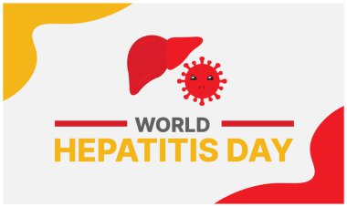 Kart vektör tasarımı için mutlu dünya hepatit günü şablonu kullanımı, minimalist ve modern konsept, kapak, arkaplan, kalp, akciğer, uluslararası