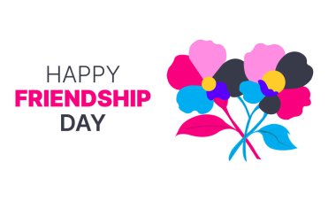 Renkli çiçek arkaplanlı mutlu arkadaşlık günü kartı tasarımı