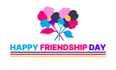Renkli çiçek arkaplanlı mutlu arkadaşlık günü kartı tasarımı