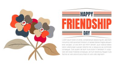 Renkli çiçek arkaplanlı mutlu arkadaşlık günü kartı tasarımı
