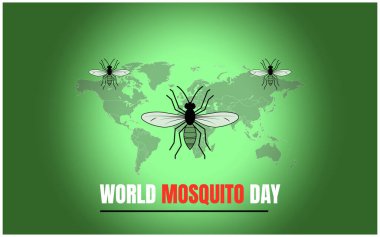 Sivrisinek ve metinli Dünya Sivrisinek Günü posteri. 