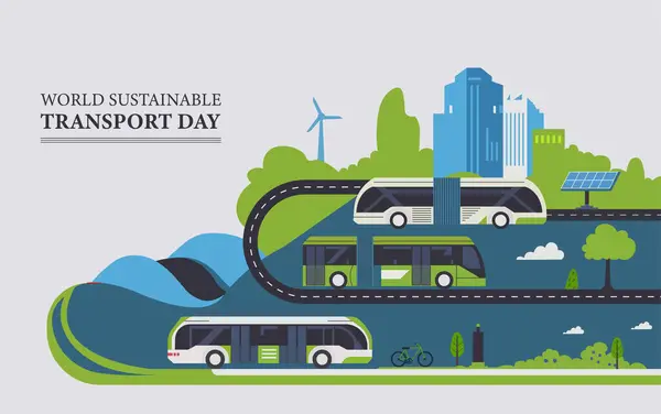 Posteriniz ve afişleriniz için Dünya Sürdürülebilir Ulaşım Günü tasarım ayartıcısı