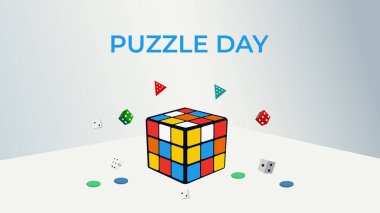 Puzzle day in january design templet clipart