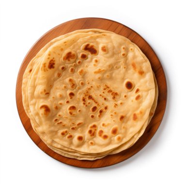 Üst görünüm paratha roti resmi beyaz arkaplan üzerinde izole