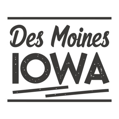 Des Moines, Iowa Sıkıntılı Tipografi Vektörü