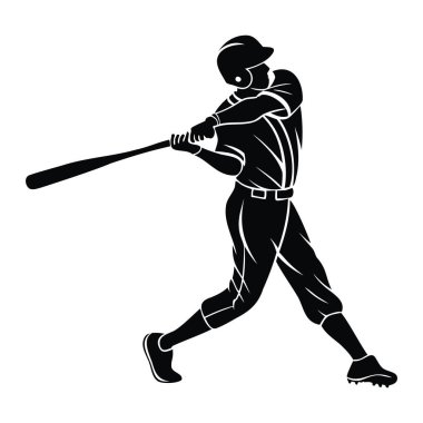 Beyzbol oyuncusu silueti Vurucu Top Pozu, Vektör İllüstrasyonu