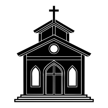 Kilise Önü Görünümü Simge Vektörü İllüstrasyonu