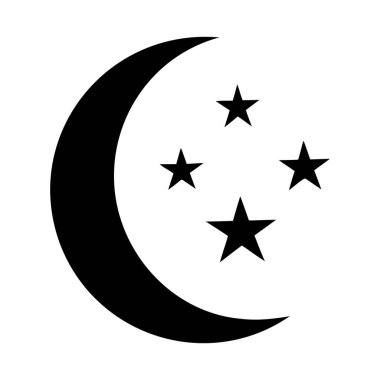 Hilal Ay ve Yıldızlar Simge Vektörü İllüstrasyonu