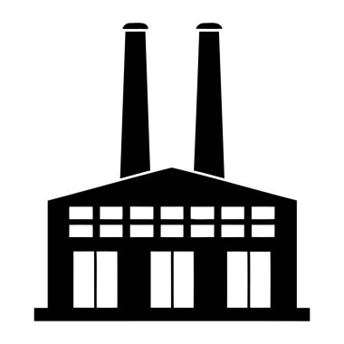 İki Bacalı Fabrika Siluet Vektör İllüstrasyonu