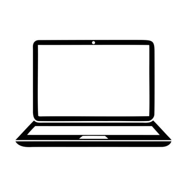 Laptop Vektör İllüstrasyonu, Basit Siyah Simge