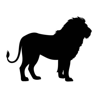 Aslan Silueti, Yan Görünüm Ayakta Duran Vektör İllüstrasyonu