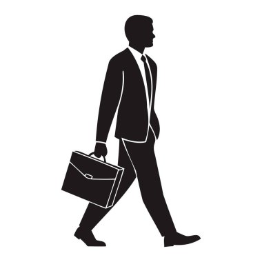 İş Adamı Evrak Çantası ile Yürüyor, Yan Görünüm Siluet Vektörü ResimleriComment