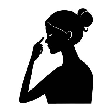 Kadın Silüeti Dokunan Burun, Yan Profil Vektörü İllüstrasyonu