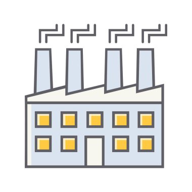 Sanayi Fabrikası Binası Duman Yığını Simge Vektör İllüstrasyonu
