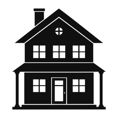 Veranda Vektörü İllüstrasyonlu İki Katlı Ev Silueti