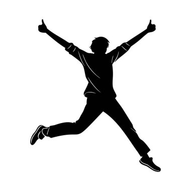 Baş Parmakla Zıplayan Adam Siluet Vektörü İllüstrasyonu