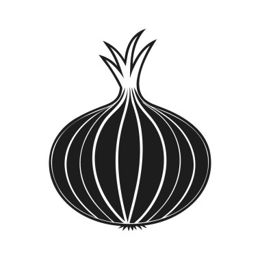 Basit Siyah Soğan Silüeti - Vektör İllüstrasyonu